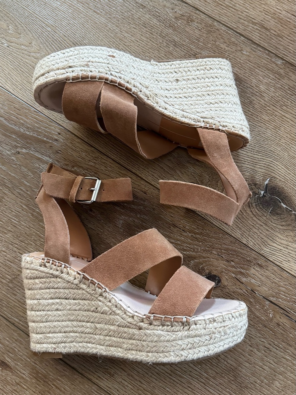 Dolce Vita Tan Suede Espadrille Wedge Sandals
